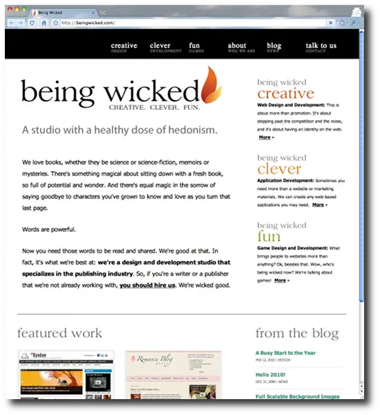 Clean, minimalist website designs - Being Wicked