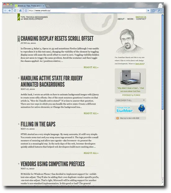 Clean, minimalist website designs - snook.ca