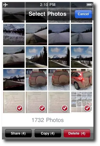 How to delete multiple iPhone photos - Multiple photos selected