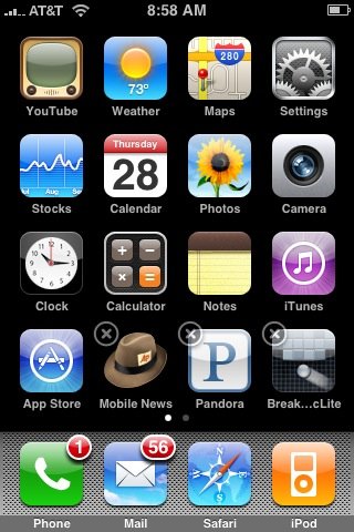 An iPod screen capture where I was showing people how to move iPhone icons around.